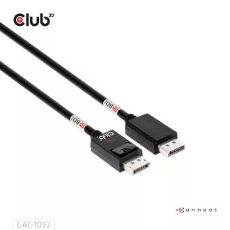 Club3D Kábel DisplayPort 2.1 na DisplayPort 2.1, VESA DP80, 4K240Hz/8K60Hz/10K60Hz (M/M), 1.6m, čierna Club3D Kábel DisplayPort 2.1 na DisplayPort 2.1, VESA DP80, 4K240Hz/8K60Hz/10K60Hz (M/M), 1.6m, čierna