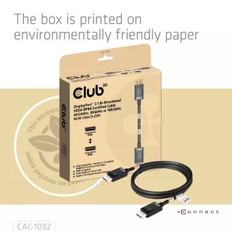 Club3D Kábel DisplayPort 2.1 na DisplayPort 2.1, VESA DP80, 4K240Hz/8K60Hz/10K60Hz (M/M), 1.6m, čierna Club3D Kábel DisplayPort 2.1 na DisplayPort 2.1, VESA DP80, 4K240Hz/8K60Hz/10K60Hz (M/M), 1.6m, čierna