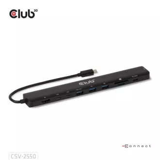Club3D Dokovacia stanica USB-C 10v1, 140W PD, 1xHDMI, 3xUSB-C, 3xUSB, 1xRJ45, čierna