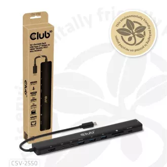 Club3D Dokovacia stanica USB-C 10v1, 140W PD, 1xHDMI, 3xUSB-C, 3xUSB, 1xRJ45, čierna