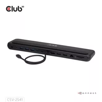 Club3D Dokovacia stanica USB-C 12v1, 2xHDMI, 1xDP, 2xUSB-C, 3xUSB, 1xRJ45, 1x3.5mm, čierna