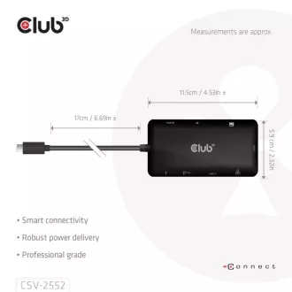 Club3D Dokovacia stanica USB-C 9v1, 2xHDMI, 1xUSB-C, 1xUSB-C PD, 2xUSB, 1xRJ45, microSD/SD, čierna