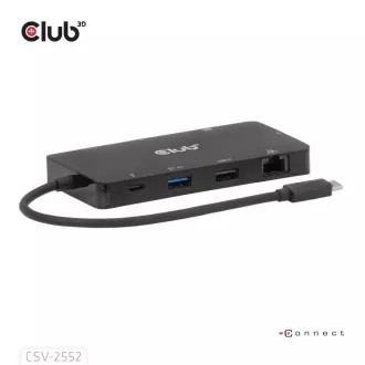 Club3D Dokovacia stanica USB-C 9v1, 2xHDMI, 1xUSB-C, 1xUSB-C PD, 2xUSB, 1xRJ45, microSD/SD, čierna