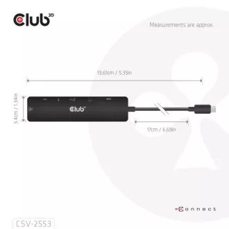 Club3D Dokovacia stanica USB-C 7v1, 1xHDMI, 1xUSB-C PD, 2xUSB, 1xRJ45, microSD/SD, čierna