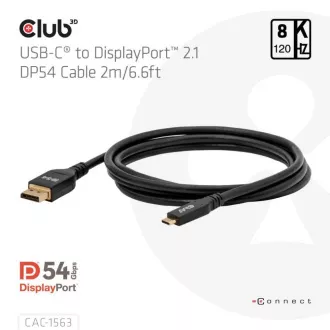 Club3D Kábel USB-C na DisplayPort 2.1 DP54 Bi-Directional, 8K120Hz, 4K480Hz, 2m