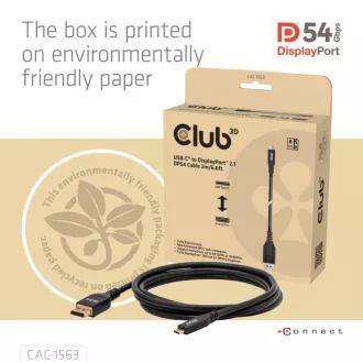 Club3D Kábel USB-C na DisplayPort 2.1 DP54 Bi-Directional, 8K120Hz, 4K480Hz, 2m