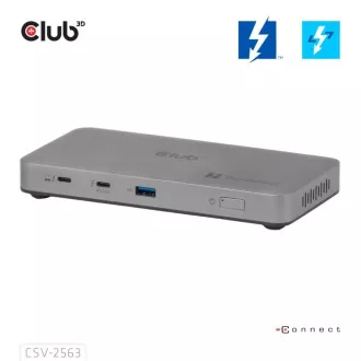 Club3D hub Thunderbolt 5 5v1, 3x USB-C TB5, 1x USB-A, 1x8K60Hz, 3x 5K60Hz, certifikácia Thunderbolt Share, 180W
