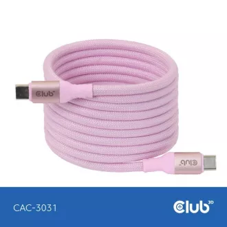 Club3D Kábel magnetický USB-C, 240W PD3.1, 480 Mbps, 2m, ružová Club3D Kábel magnetický USB-C, 240W PD3.1, 480 Mbps, 2m, ružová