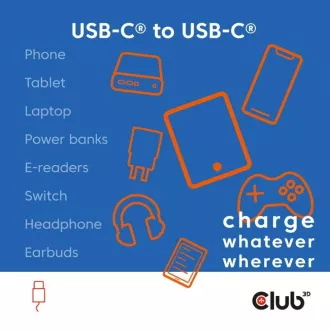 Club3D Kábel magnetický USB-C, 240W PD3.1, 480 Mbps, 2m, biela