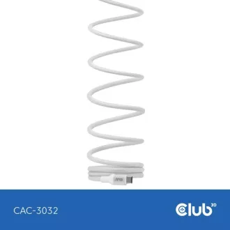 Club3D Kábel magnetický USB-C, 240W PD3.1, 480 Mbps, 2m, biela