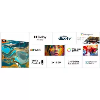 CHiQ U55QM8E TV 55", UHD, QLED, smart, Google TV, dbx-tv, Dolby Audio, Frameless