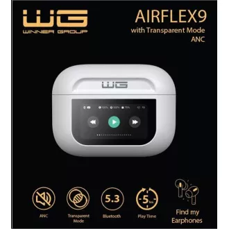 WG - Bluetooth slúchadlá WG AirFlex 9 s displejom, Avatar, ANC, biela