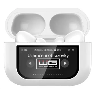 WG - Bluetooth slúchadlá WG AirFlex 9 s displejom, Avatar, ANC, biela