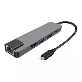 WG - HUB Type-C 4 v1, HDMI + RJ45 + USB3.0, hliníkový