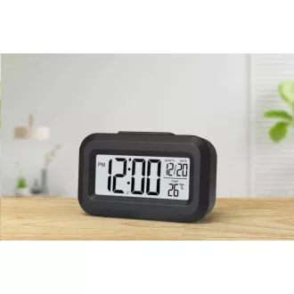 WG - Budík s vnútorným teplomerom WG DigiTherm Alarm, čierna