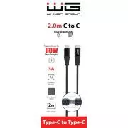 WG - Dátový kábel Type-C na Type-C, 2 metre, čierna