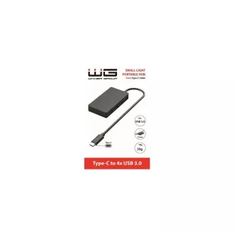 WG - HUB Type-C na 4x USB-A, USB 3.0, 5Gbps, čierna