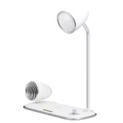 WG - Led lampička s bezdrôtovým nabíjaním a bluetooth speakerom WG Retro Kathie, biela