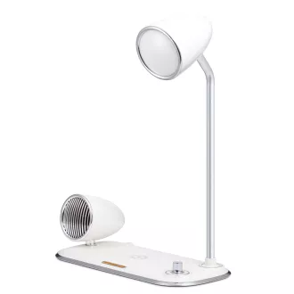 WG - Led lampička s bezdrôtovým nabíjaním a bluetooth speakerom WG Retro Kathie, biela