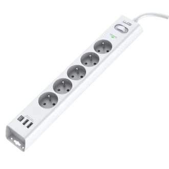 WG - Prepäťová ochrana 5 slotov + 2x USB-A + 1x USB-C, kábel 1, 5 metra, biela WG - Prepäťová ochrana 5 slotov + 2x USB-A + 1x USB-C, kábel 1, 5 metra, biela