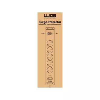 WG - Prepäťová ochrana 5 slotov + 2x USB-A + 1x USB-C, kábel 1, 5 metra, biela WG - Prepäťová ochrana 5 slotov + 2x USB-A + 1x USB-C, kábel 1, 5 metra, biela