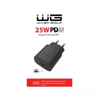 WG - Sieťová nabíjačka 1x USB-C, PD PPS 25W, čierna