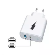 WG - Sieťová nabíjačka 2x USB 38W, 1x USB-C PD 20W + 1x USB-A QC 3.0 18W, biela