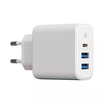 WG - Sieťová nabíjačka 3x USB, 1x USB-A QC 3.0 + 1x USB-A QC 3.0 + 1x USB-C PD 3.0, biela