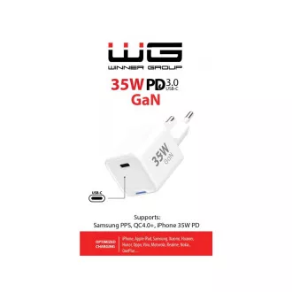 WG - Sieťová nabíjačka GaN 1x USB-C, PD 35W, biela