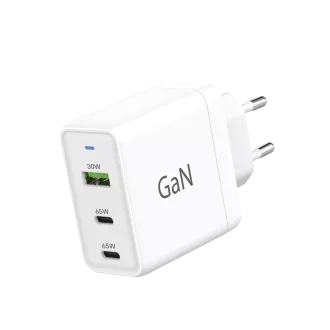 WG - Sieťová nabíjačka GaN 3x USB, 1x USB-A 30W + 2x USB-C 65W, biela