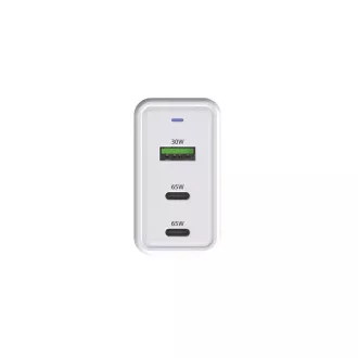 WG - Sieťová nabíjačka GaN 3x USB, 1x USB-A 30W + 2x USB-C 65W, biela
