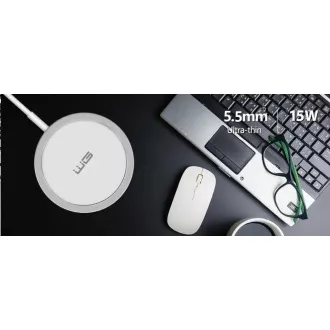 WG - Bezdrôtová nabíjačka FAST MAGNET 15W, guľatá, biela
