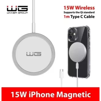 WG - Bezdrôtová nabíjačka FAST MAGNET 15W, guľatá, biela