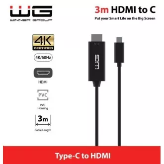 WG - Dátový kábel Type-C na HDMI, 3 metre, 4K, čierna