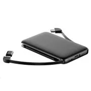 WG - Power Bank 5000 mAh, kábel Micro USB + Type-C + adaptér Lightning, čierna