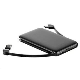 WG - Power Bank 5000 mAh, kábel Micro USB + Type-C + adaptér Lightning, čierna
