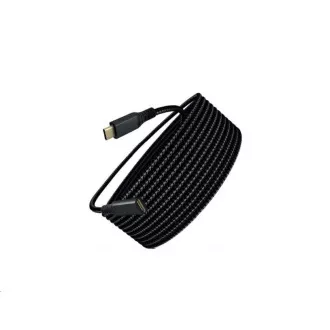 WG - Predlžovací kábel USB-C (male) na USB-C (female), 2 metre, nylonový oplet, čierna