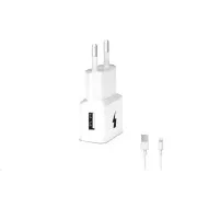 WG - Sieťová nabíjačka 1x USB-A, Quick Charge 3.0, 5V-9V-12V, kábel USB-A na Lightning, biela