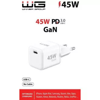 WG - Sieťová nabíjačka GaN 1x USB-C, PD PPS 45W, biela