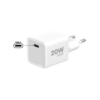 WG - Sieťová nabíjačka GaN 1x USB-C, PD 20W, 5V-9V-12V, biela