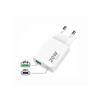 WG - Sieťová nabíjačka 2x USB, 1x USB-C PD 20W + 1x USB-A QC3.0 18W, white