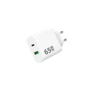 WG - Sieťová nabíjačka GaN 2x USB 65W, 1x USB-C PD 65W + 1x USB-A QC3.0 18W, white