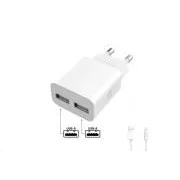 WG - Sieťová nabíjačka 2x USB-A 2, 4A, Smart IC + kábel USB-A na Lightning, white