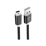 WG - Dátový kábel USB Mini-B (5 pins)-USB-A / 1m / nylon braided / black