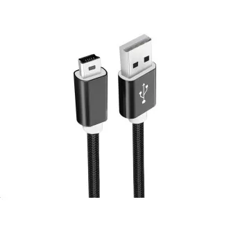 WG - Dátový kábel USB Mini-B (5 pins)-USB-A / 1m / nylon braided / black