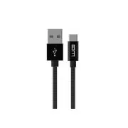 WG - Dátový kábel Type-C to USB-A / 3m / nylon braided / black