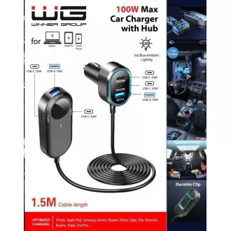 WG - Autonabíjačka rozbočovač / 100W / 6 USB ports / 2x USB-A + 4x USB-C / s predĺžením