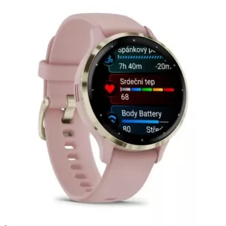 Garmin Venu® 3S, Nerezová luneta Soft Gold, puzdro Dust Rose, silikónový remienok