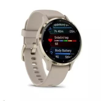 Garmin Venu® 3S, Nerezová luneta Soft Gold, puzdro French Gray, silikónový remienok Garmin Venu® 3S, Nerezová luneta Soft Gold, puzdro French Gray, silikónový remienok