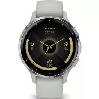 Garmin Venu® 3S, Silver/Sage grey, Silicone band